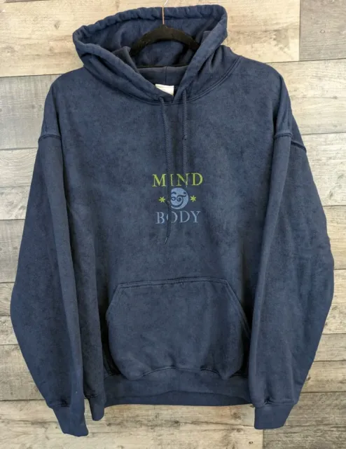 Urban Outfitters Hoodie Oversized Mens Small Big Print Mind Body Spirtiual Blue