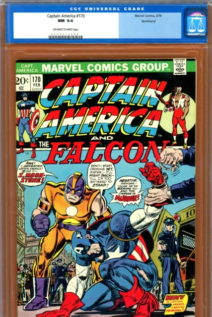 Captain America #170 CGC GRADED 9.4 - PEDIGREE -org./1st app Moonstone- Romita-c