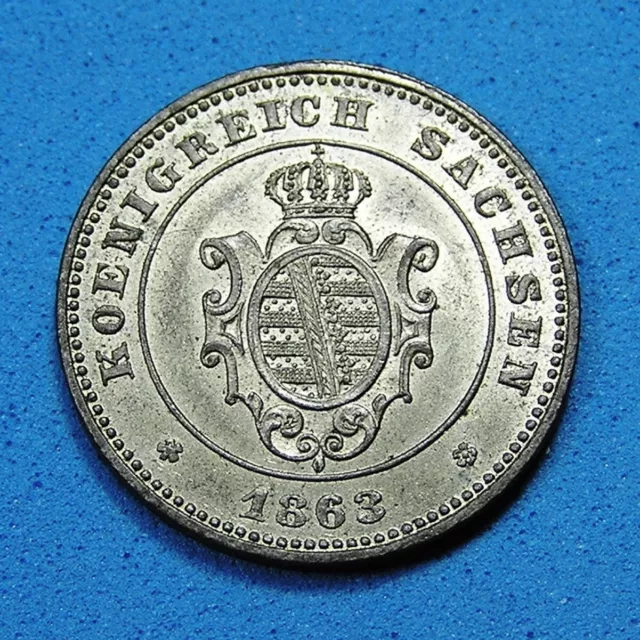 German States Saxony Albertine 1 Neu Groschen Silver Coin, 1863-B Choice UNC