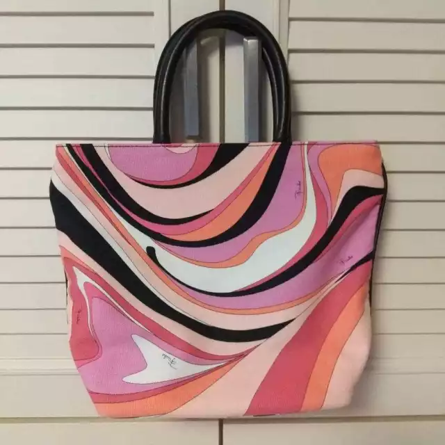 EMILIO PUCCI Tote Bag Pink Multicolor Women's Fashionable Used From Japan