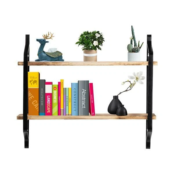 US 2 Tiers Shelves Wall Mounted Floating Living Room Kitchen Storage Shelf Rack