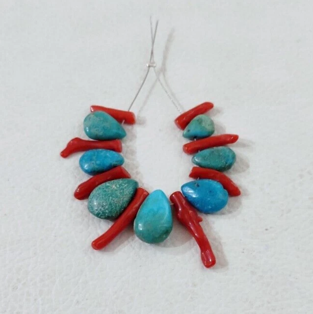 Turquoise-Red Coral Beads. 100% Natural Turquoise Red Coral Loose Beads Gemstone