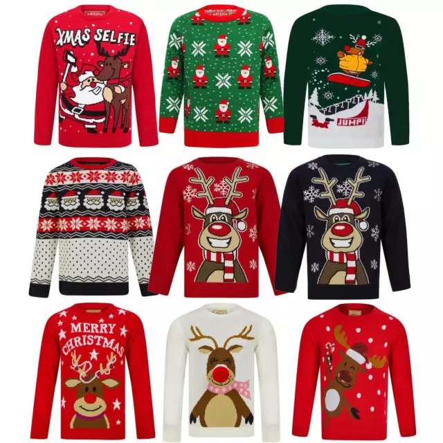 Kids Christmas Jumper Novelty Fun Festive Unisex Sweater Girls Boys Xmas Top