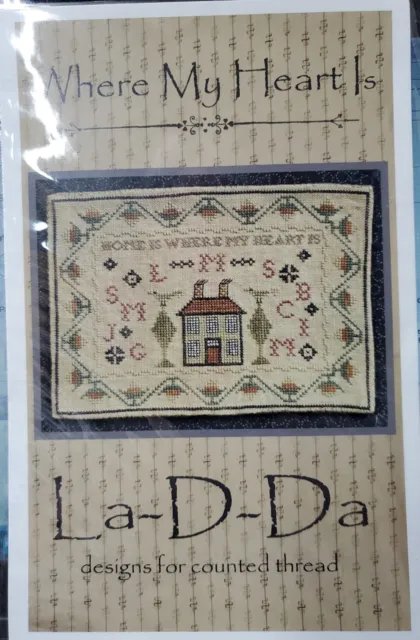 LA-D-DA Cross Stitch Where My Heart Is NIP 40 Count Chart