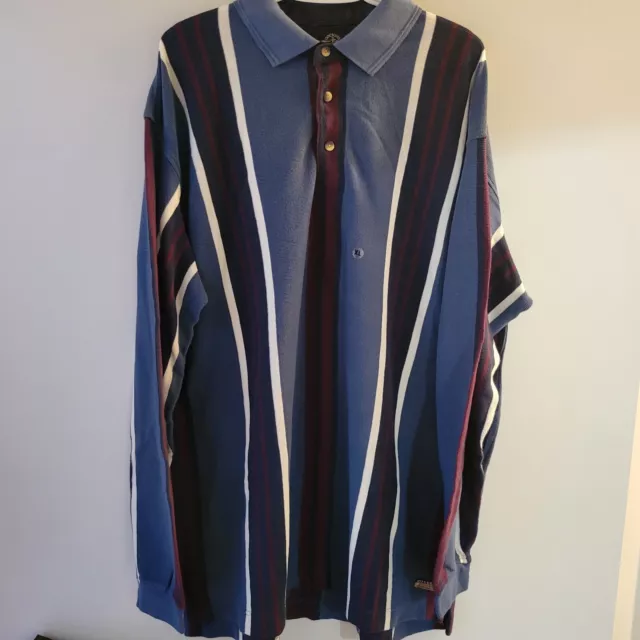 NWT Vintage Dockers Khakiware Long Sleeve Polo Men Size XL Striped Made In USA