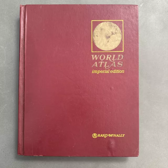 Vintage Rand McNally World Atlas Imperial Edition 1972 Hardcover World Maps VG