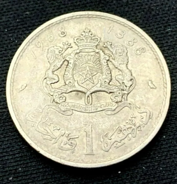 1968 Morocco 1 Dirham Coin    Circulated World Coin     #K763