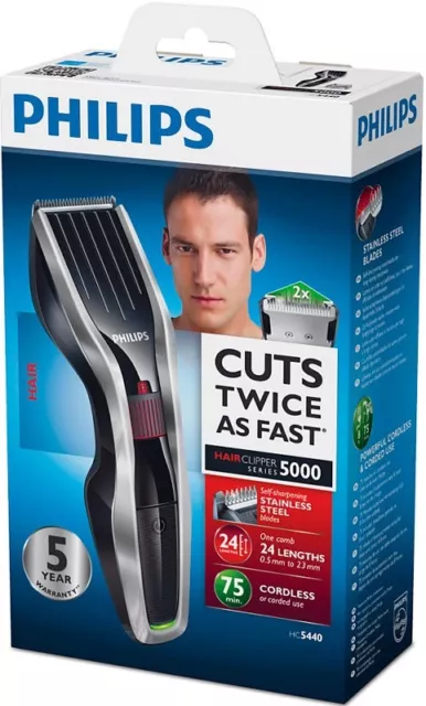 PHILIPS HC5440 Mens Cordless HAIR CLIPPER & BEARD TRIMMER DualCut Tech  *NEW*