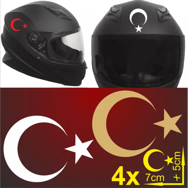 4 Aufkleber 5 x 7cm TÜRKEI  Sticker Motorrad Auto Helm Türkiye Türk Biker Bike