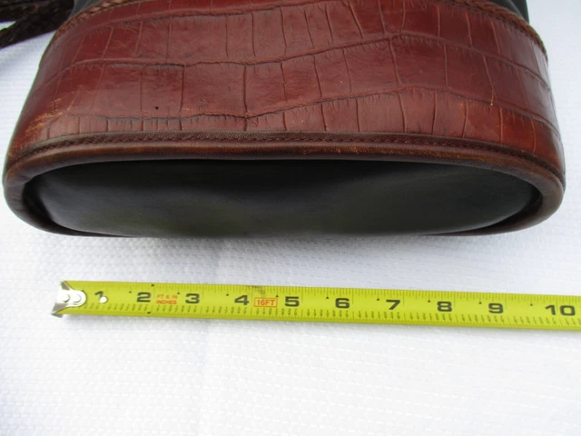VTG Brighton Embossed Brown Leather Croc Shoulder Bucket Handbag Tote Purse Bag 5