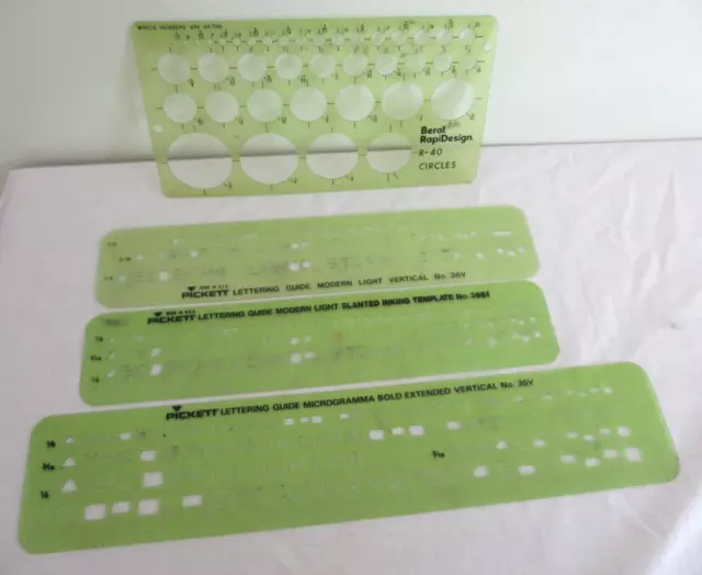 VINTAGE PICKETT LETTERING Guide Template No. 35V, 36V, 36SI, & Berol