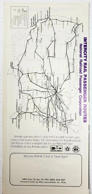 Amtrak NY Washington Chicago Lot 2 Timetable Brochures Vtg 1976 Railroad Train 5