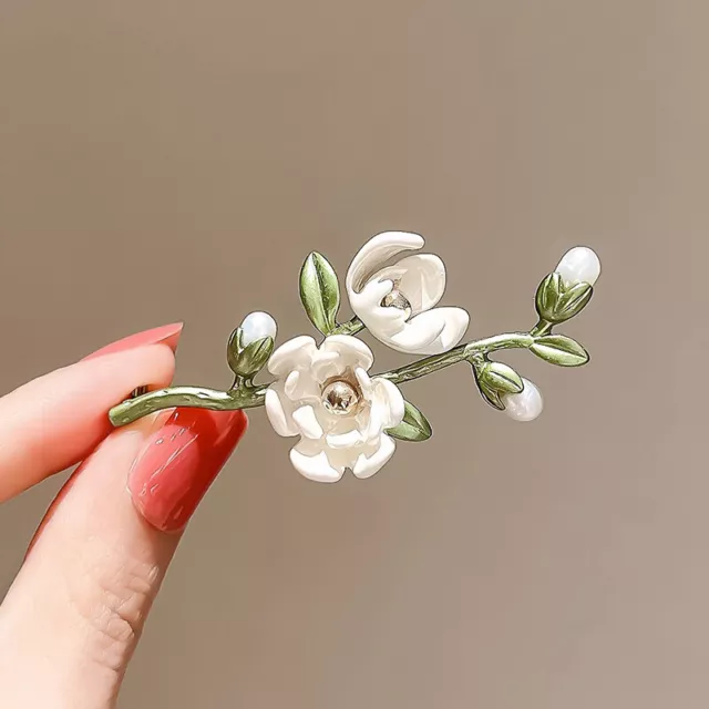 New Style Enamel Lily Magnolia Alba Flower Brooches For Women Clothes Orname SN❤