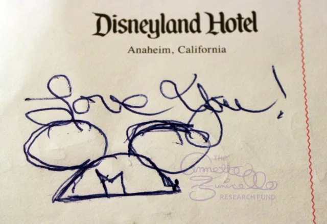 Annette Funicello Personal Property 1992 Mouseketeer Mouse Ears Art + LOVE YOU!