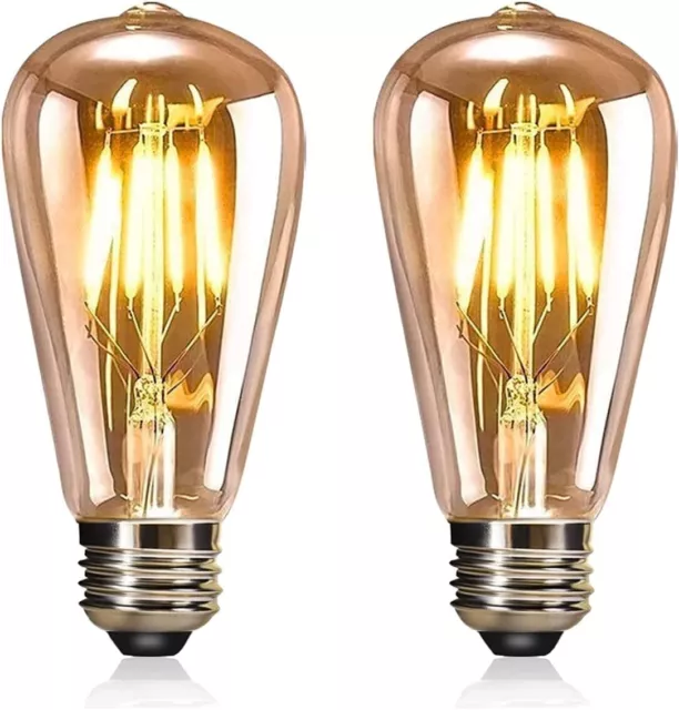 Vintage Edison LED Light Bulbs E27 ST64 4W Antique Amber Clear Industrial Lamps