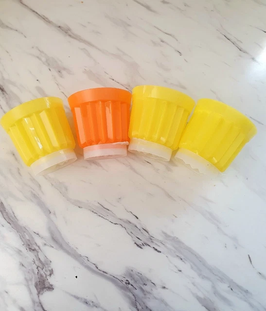 Set di 4 stampi gelatina Tupperware Jel-ette Jello 726 arancione giallo retrò