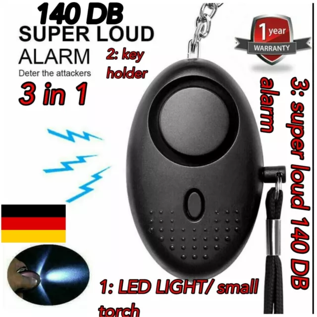 5 Safe Sound Personal Alarm Schlüsselanhänger mit LED-Licht 140dB Notfall Sirene