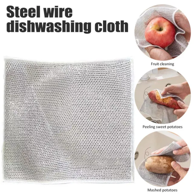 NON-SCRATCH WIRE MESH Dishwashing Cloth with Crevice Brush for Wet Dry  Use(5Pcs) $10.31 - PicClick AU