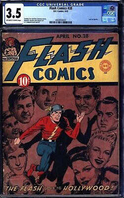 Flash Comics #28 Dc Comics 1942 Golden Age Cgc 3.5 Graded!