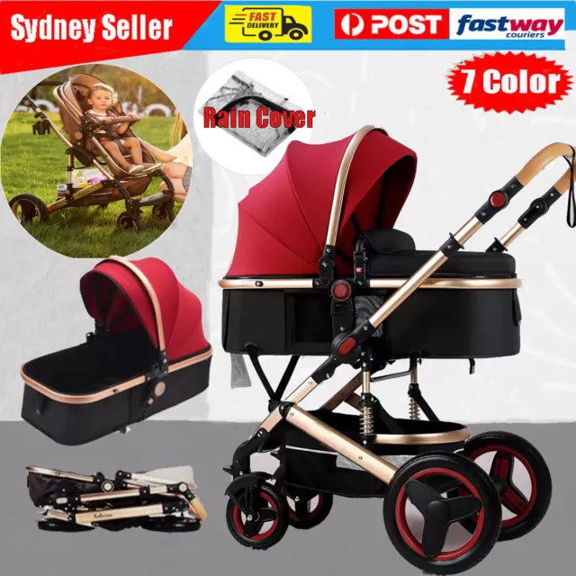 Blue Kids Pram Pushchair Stroller Combi Stroller Buggy Baby Jogger Travel Buggy