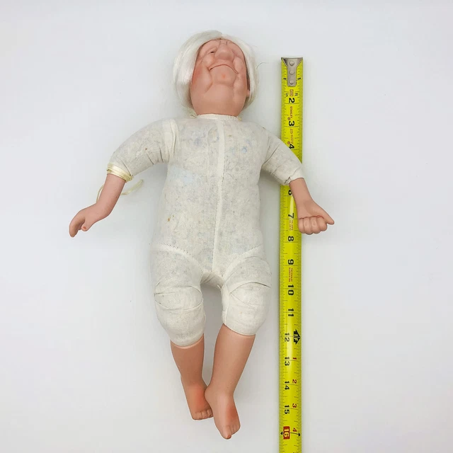 Vintage Cloth Doll Porcelain Bisque Sewn Body 16" Grandma Nana Grumpy Babydoll 2