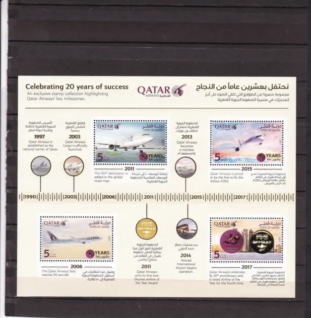 Qatar airways, airplanes mnh sheet 2022 celebrating 20 years