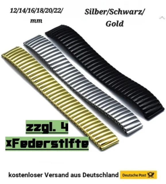 Edelstahl Stretch-Uhrenarmband Metall Zugband Flexband  .zzgl 4 Federstifte