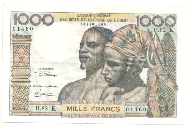 Banque centrale des états de l'afrique de l'ouest 1000 francs lettre K