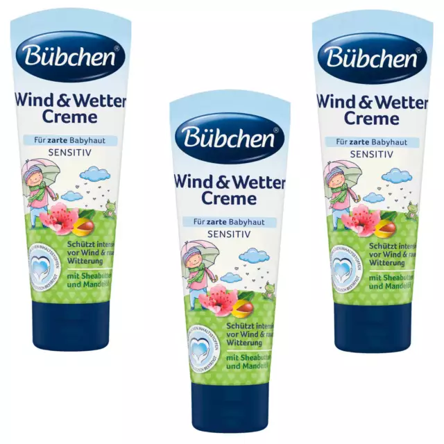 3x 75ml Bübchen Vent & Temps Crème Soigne La Sensibles Peau de Bébé Avec 'Amande