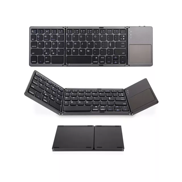 New   Keyboard Folding Ultra Slim  Keyboard with Touchpad Grey Z0Q9