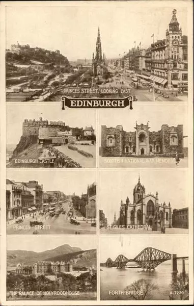 Scotland 1952 Edinburgh Princes Street,Looking East Postcard 2d stamp Vintage