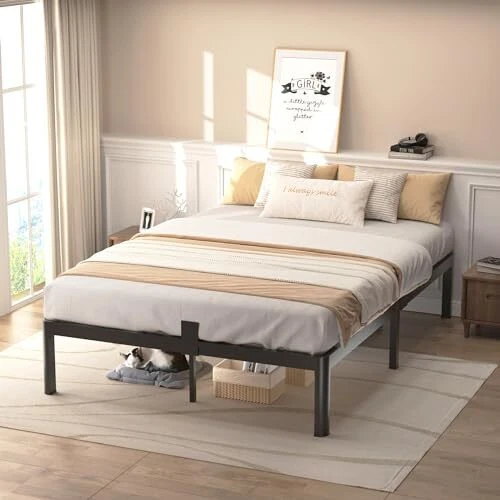SIZE BED FRAME with Round Corner Edge Legs, 14 Inch Heavy Duty Full 14