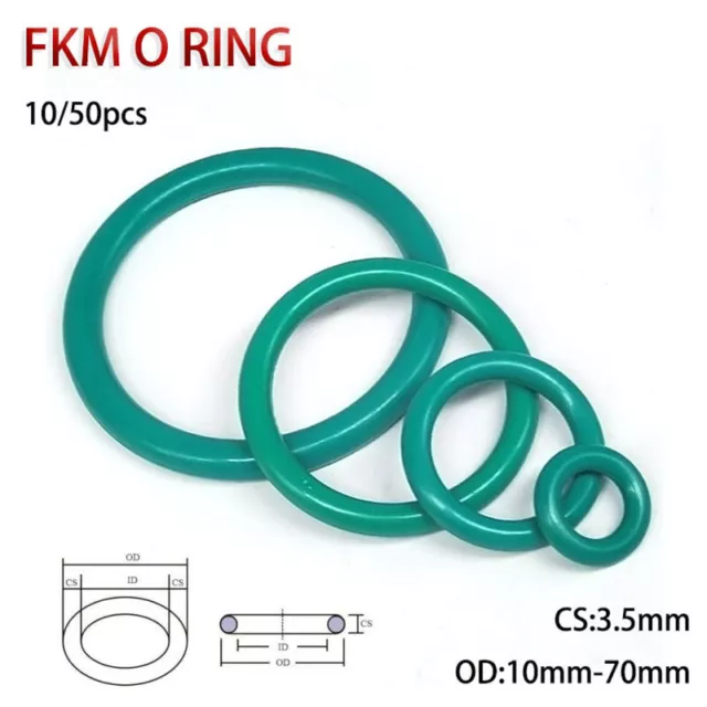 FKM O Ring Dichtringe CS 3.5mm OD 10 ~ 70mm Sealing Gasket Fluorine Rubber