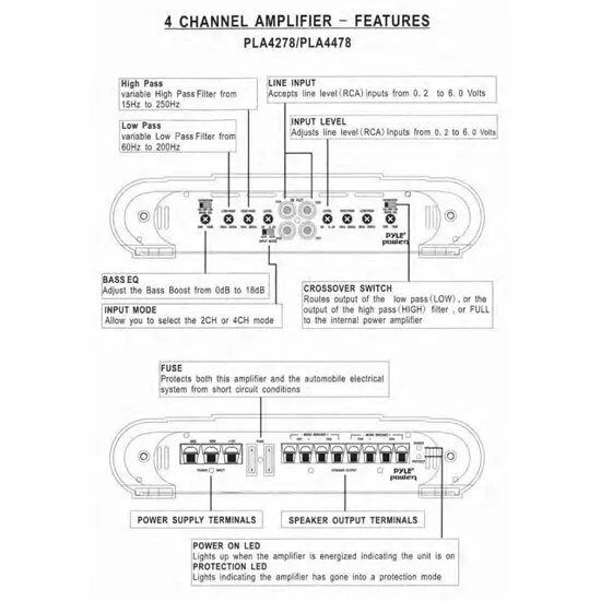 Car Amp Amplifier 4 Channel 1000w Watt 2 Ohm Stereo Pyle PLA4278 Single 3