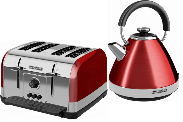 MORPHY RICHARDS VENTURE Red Pyramid Kettle 4 Slice Toaster Matching Set New 104.99 PicClick UK