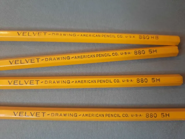 4 Vintage Venus Velvet 880 5H Drawing Pencils,  Unused, Made Usa