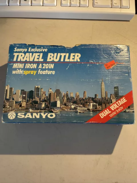 Sanyo Travel Butler Mini Iron Model A201N Vintage Dual Voltage W/Bag