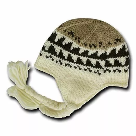 DECKY Warm Peruvian Beanie Hat / Vanilla One Size Brand New Free P&P UK Seller