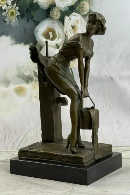 Erotic Bronze Austrian Vienna Lady in Skirt Sculpture Art Deco Hot Cast Figurine