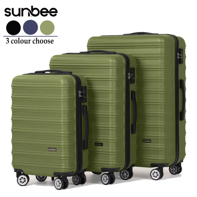 Sunbee Luggage Set 3 Piece 20"24"28" Hardshell Suitcase w/ TSA Spinner Wheels