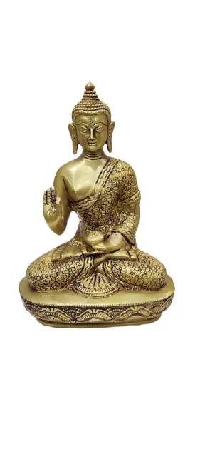 Buddha Statue Brass Blessing Buddhism Figurine Home Decor Showpiece 8"