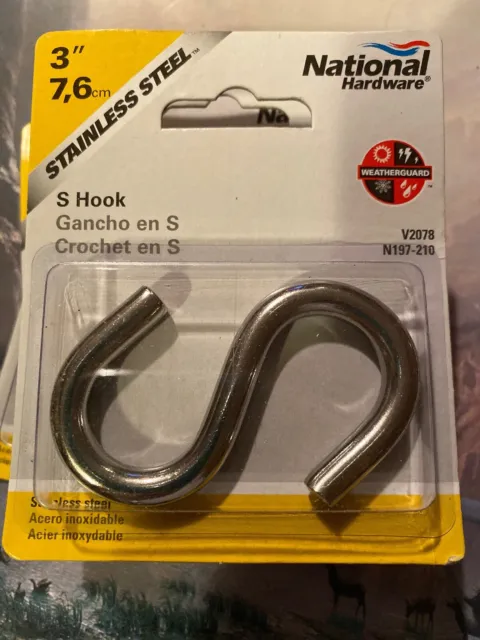 National Hardware 2078BC 3" Open S Hook - Heavy in Stainless Steel ( 7)