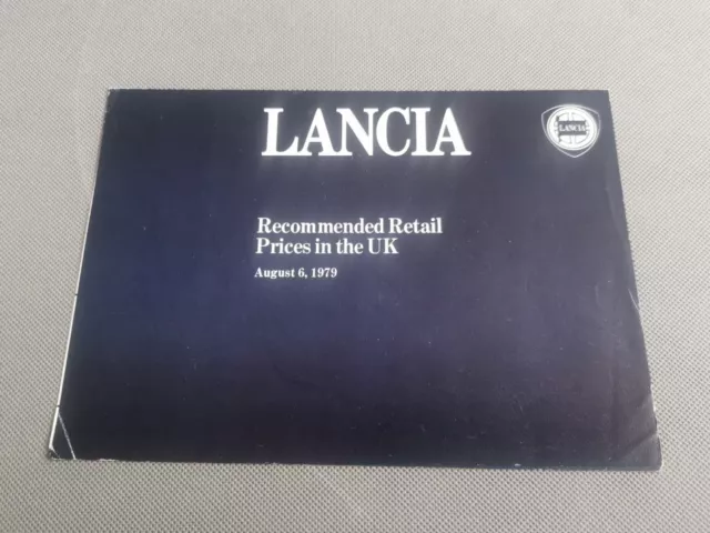 Lancia Price List  Brochure August 6, 1979 Beta Spyder HPE Gamma Gran Turismo