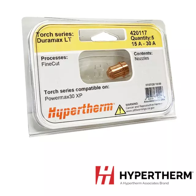 Genuine Hypertherm 420117 Nozzles FineCut Powermax 30 XP Plasma 5 Pk Duramax LT