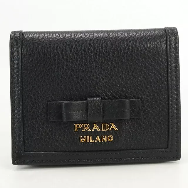 Prada Bi-Fold Wallet Coin Purse Ladies Vitello Phoenix Leather 1Mv204 2Bun F0002