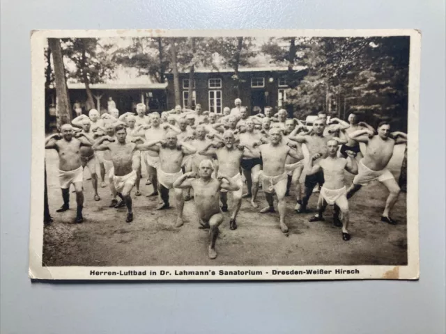 ~1910 alte AK Dresden Weißer Hirsch Herren Luftbad Dr. Lahmanns Sanatorium