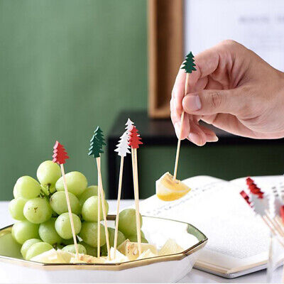 100 piezas12 cm Bambú Pick Cupcake Tenedor de Frutas Fiesta Postre Ensalada Palo+