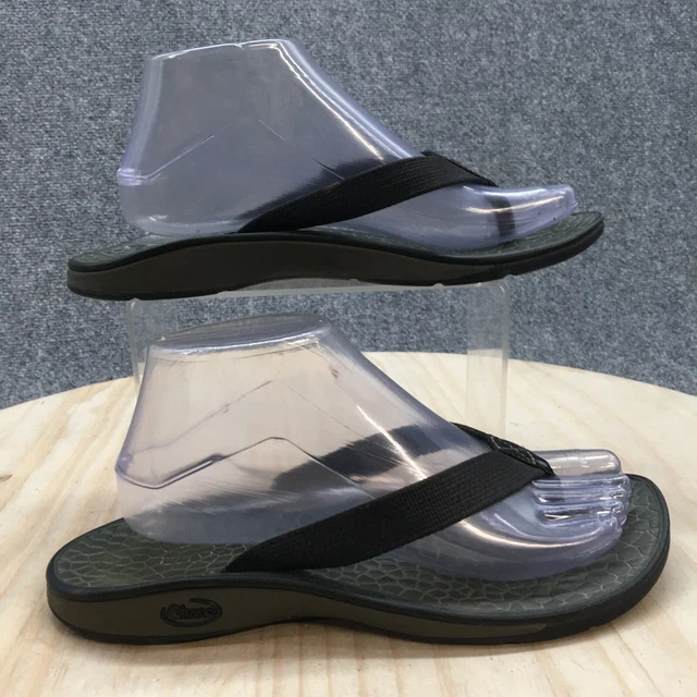 Chaco Sandals Womens 8 Open Toe Flip Flops Flats Thong Black Leather Slip On