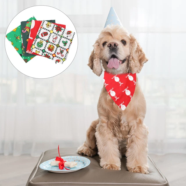 Bufanda Mascota Accesorios Para Bufandas Perro Conjunto Perro Navidad Triángulo 4 Piezas
