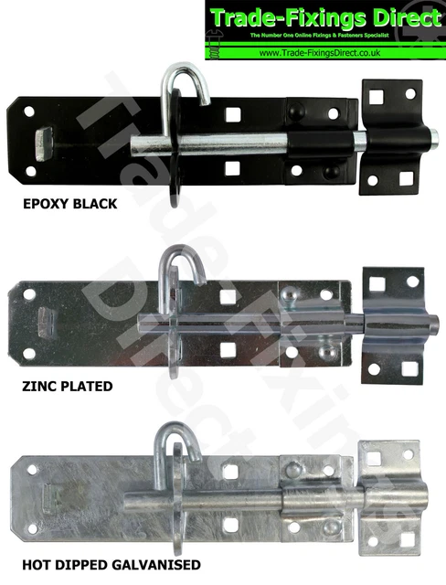Brenton Padbolt Heavy Duty Padbolts 4" 6" 8" Black, Galv, Zinc Gate Lock